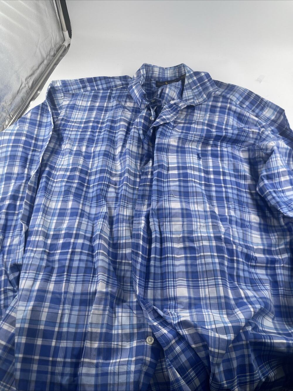 Polo Ralph Lauren Men's 3XB Blue Plaid Button Down Shirt Big & Tall Long Sleeve